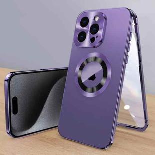 For iPhone 15 Pro Max Magnetic HD Tempered Glass Phone Case(Purple)