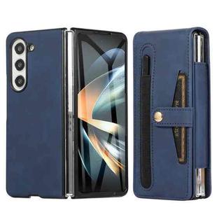 For Samsung Galaxy Z Fold5 5G PC Foldable Shockproof Leather Phone Case with Stylus(Blue)