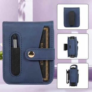 For Samsung Galaxy Z Flip5 5G PC Foldable Shockproof Leather Phone Case with Stylus(Blue)