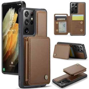 For Samsung Galaxy S21 Ultra 5G JEEHOOD J05 Business Magnetic Style RFID Leather Phone Case(Brown)
