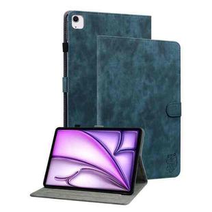 For iPad Air 13 2024 Embossed Tiger Pattern Leather Tablet Case(Dark Blue)