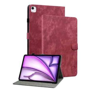 For iPad Air 11 2024 Embossed Tiger Pattern Leather Tablet Case(Red)