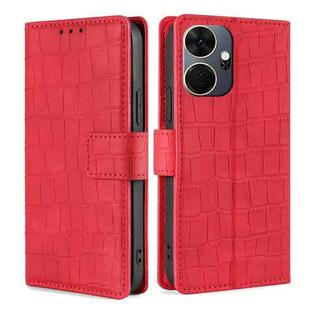 For Itel P55+ 4G Skin Feel Crocodile Magnetic Clasp Leather Phone Case(Red)
