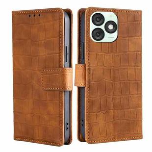 For Itel A50 4G Skin Feel Crocodile Magnetic Clasp Leather Phone Case(Brown)