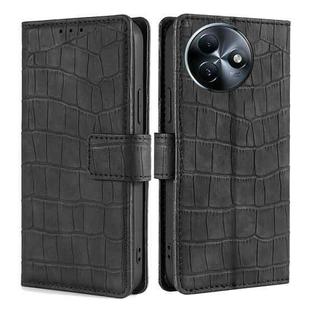 For Itel S24 4G Skin Feel Crocodile Magnetic Clasp Leather Phone Case(Black)