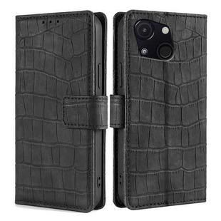 For Itel A50C 4G Skin Feel Crocodile Magnetic Clasp Leather Phone Case(Black)