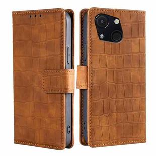 For Itel A50C 4G Skin Feel Crocodile Magnetic Clasp Leather Phone Case(Brown)