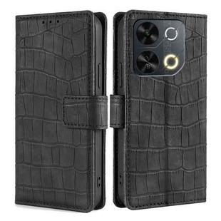 For Itel P65 Skin Feel Crocodile Magnetic Clasp Leather Phone Case(Black)