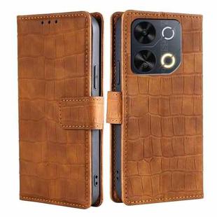 For Itel P65 Skin Feel Crocodile Magnetic Clasp Leather Phone Case(Brown)