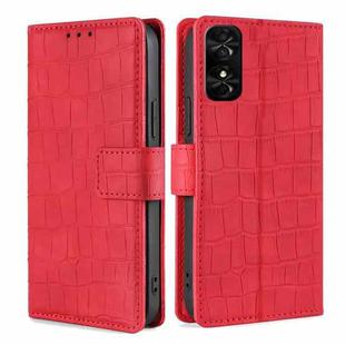 For TCL 50 SE 4G Skin Feel Crocodile Magnetic Clasp Leather Phone Case(Red)
