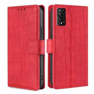 For TCL 50 5G Skin Feel Crocodile Magnetic Clasp Leather Phone Case(Red)