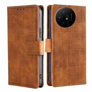 For TCL 50 XL Skin Feel Crocodile Magnetic Clasp Leather Phone Case(Brown)