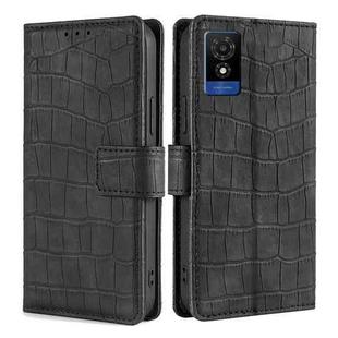 For TCL 501 4G Skin Feel Crocodile Magnetic Clasp Leather Phone Case(Black)