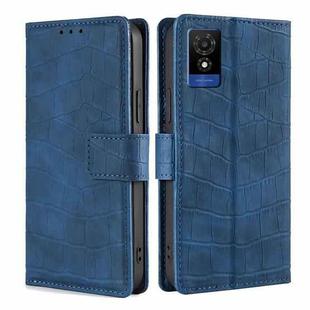 For TCL 501 4G Skin Feel Crocodile Magnetic Clasp Leather Phone Case(Blue)