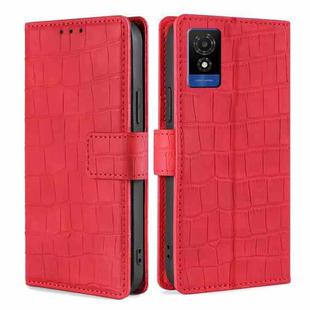 For TCL 501 4G Skin Feel Crocodile Magnetic Clasp Leather Phone Case(Red)