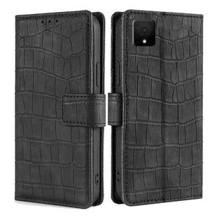 For TCL 502 Skin Feel Crocodile Magnetic Clasp Leather Phone Case(Black)