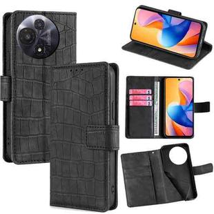 For TCL 60R 5G Skin Feel Crocodile Magnetic Clasp Leather Phone Case(Black)