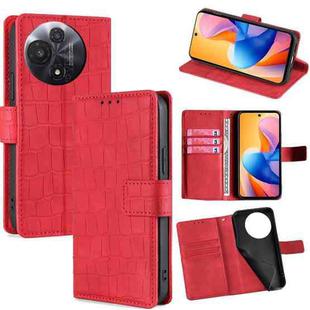 For TCL 60R 5G Skin Feel Crocodile Magnetic Clasp Leather Phone Case(Red)