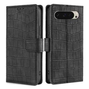 For Google Pixel 9 Skin Feel Crocodile Magnetic Clasp Leather Phone Case(Black)