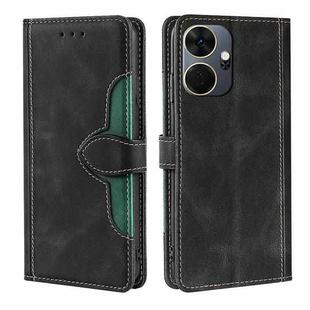 For Itel P55+ 4G Skin Feel Magnetic Buckle Leather Phone Case(Black)