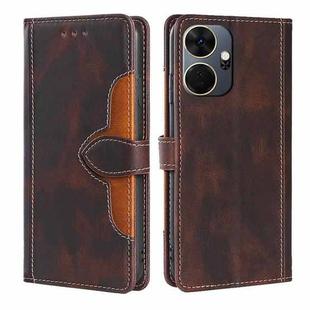 For Itel P55+ 4G Skin Feel Magnetic Buckle Leather Phone Case(Brown)