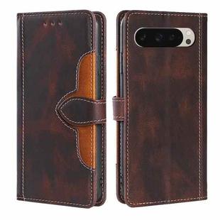 For Google Pixel 9 Skin Feel Magnetic Buckle Leather Phone Case(Brown)