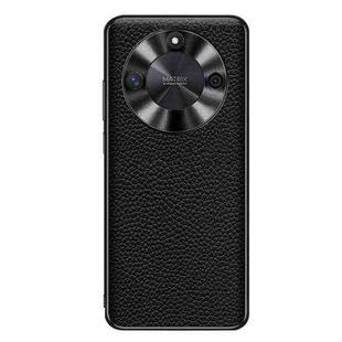 For Honor X50 Genuine Leather Litchi Texture Phone Case(Black)