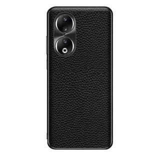 For Honor 90 Genuine Leather Litchi Texture Phone Case(Black)