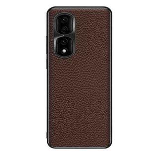 For Honor 90 Pro Genuine Leather Litchi Texture Phone Case(Coffee)