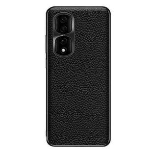 For Honor 90 Pro Genuine Leather Litchi Texture Phone Case(Black)