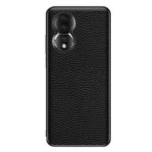 For Honor 80 Genuine Leather Litchi Texture Phone Case(Black)