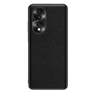 For Honor 70 Genuine Leather Litchi Texture Phone Case(Black)