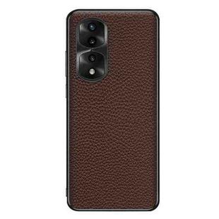 For Honor 70 Pro Genuine Leather Litchi Texture Phone Case(Coffee)