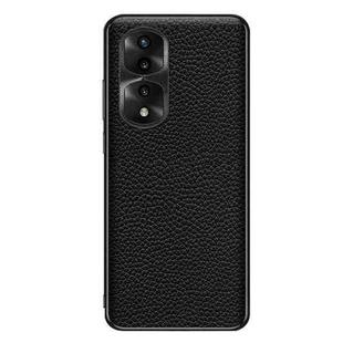 For Honor 70 Pro Genuine Leather Litchi Texture Phone Case(Black)