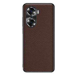 For Honor 60 Pro Genuine Leather Litchi Texture Phone Case(Coffee)