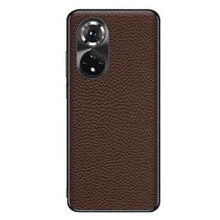 For Honor 50 Pro Genuine Leather Litchi Texture Phone Case(Coffee)