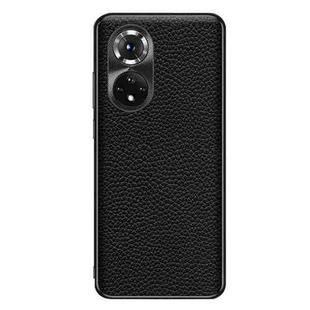 For Honor 50 Pro Genuine Leather Litchi Texture Phone Case(Black)