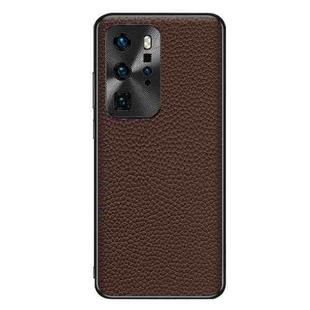 For Huawei P40 Pro Genuine Leather Litchi Texture Phone Case(Coffee)