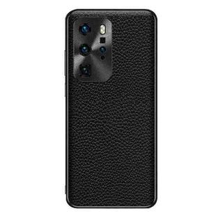 For Huawei P40 Pro Genuine Leather Litchi Texture Phone Case(Black)