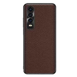 For Huawei P30 Genuine Leather Litchi Texture Phone Case(Coffee)