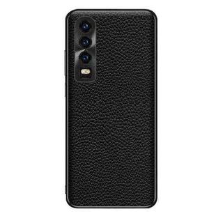 For Huawei P30 Genuine Leather Litchi Texture Phone Case(Black)