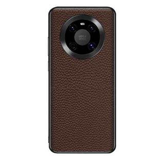 For Huawei Mate 40 Genuine Leather Litchi Texture Phone Case(Coffee)