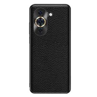 For Huawei nova 10 Genuine Leather Litchi Texture Phone Case(Black)
