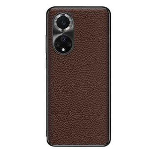 For Huawei nova 9 Genuine Leather Litchi Texture Phone Case(Coffee)