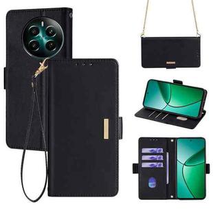 For Realme 12+ 5G Crossbody Chain Leather Phone Case(Black)