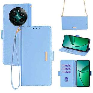 For Realme 12+ 5G Crossbody Chain Leather Phone Case(Blue)