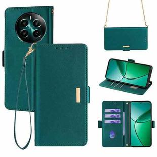 For Realme 12+ 5G Crossbody Chain Leather Phone Case(Green)