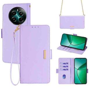 For Realme 12+ 5G Crossbody Chain Leather Phone Case(Purple)
