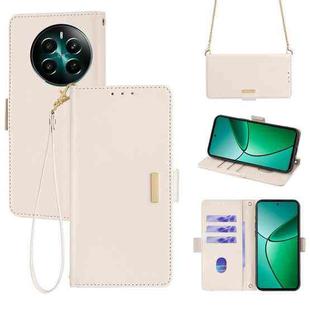 For Realme 12+ 5G Crossbody Chain Leather Phone Case(White)