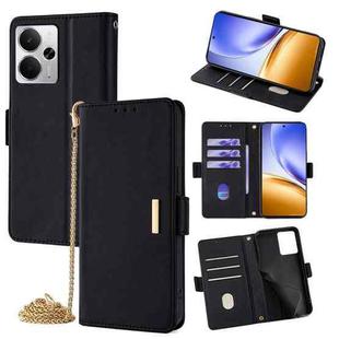 For Realme 14 5G Global Crossbody Chain Leather Phone Case(Black)